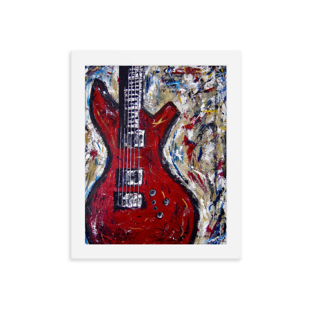 Red Guitar Framed 8x10 Poster