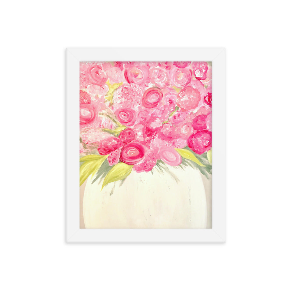 Pink Flowers Framed 8x10 Poster